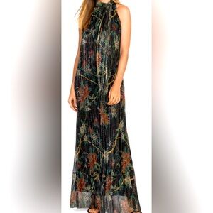 Johnny Was Evelina gold metallic maxi dress size small